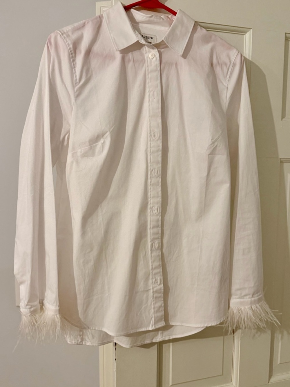 J. Crew White Feather-Cuff Button-Down Shirt